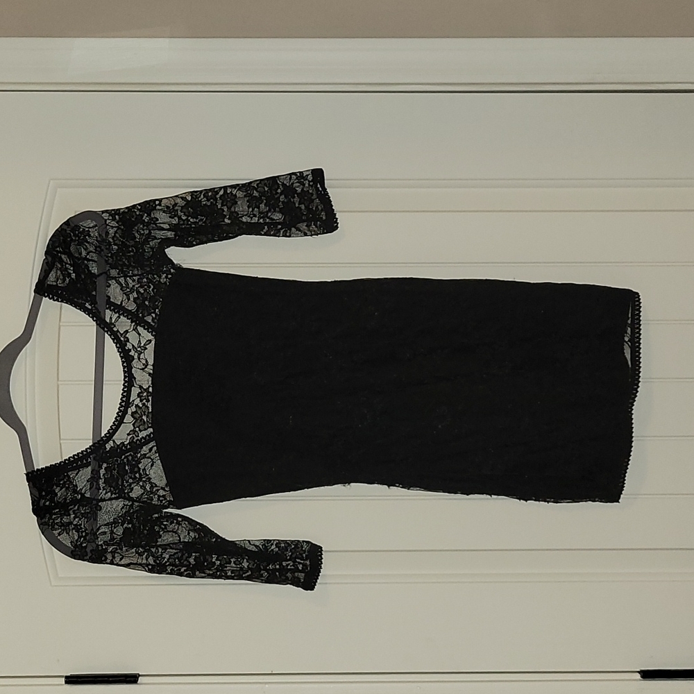 Black lace mini dress, Small